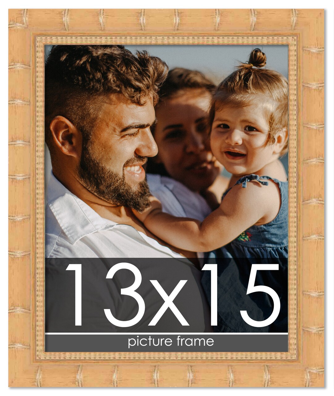 13x15 Modern Bamboo Picture Frame with UV-Resistant Acrylic & Acid Free Backing, Available in 5 Finishes - Gold, Silver, Brown, Black, and Natural